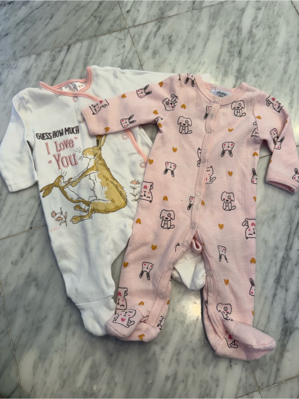 Pink & White Baby One-Piece Footed Pajamas - 2-Pack - Newborn size